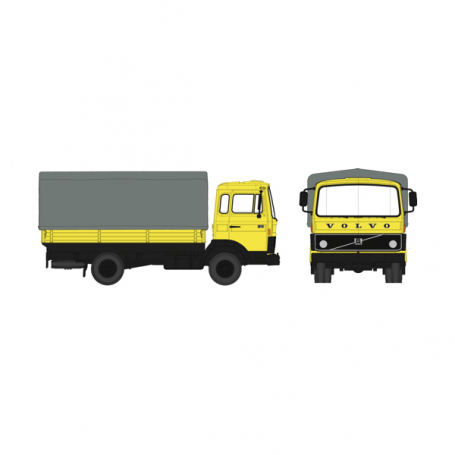 Volvo F 613, Täckt flakbil, Gul
