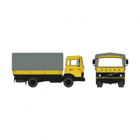 Volvo F 613, Covered flat bed truck, Yellow/Grey