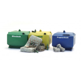 Glass and paper recycling containers H0 Scale (1:87)