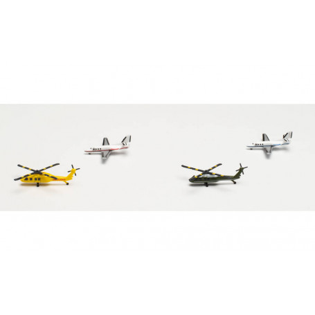 Helikopter och businessjet set (2 x 2) 1:500