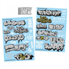 Waterslide Decals - Train and Graffiti Mix - Silver and Gold