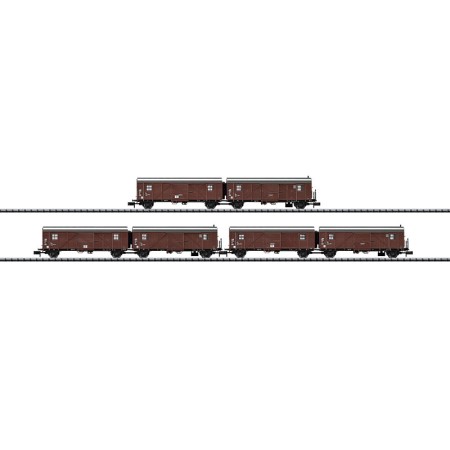 3 pairs of coupled german freight cars, Minitrix 15515 (N)