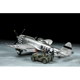 Tamiya 25214, Republic P-47D Thunderbolt® "Bubbletop" & 1/4-ton 4x4 Light Vehicle Set, byggsats skala 1/48