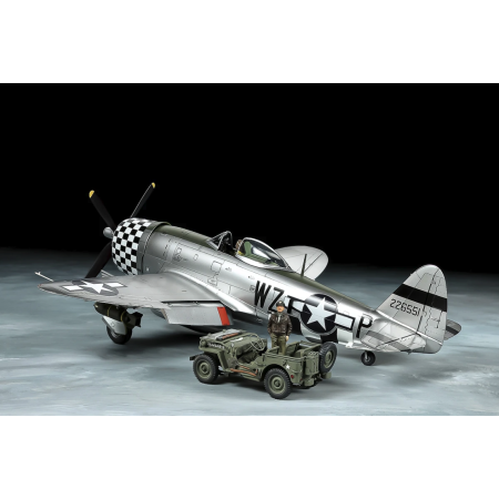 Tamiya 25214, Republic P-47D Thunderbolt® "Bubbletop" & 1/4-ton 4x4 Light Vehicle Set, kit scale 1/48