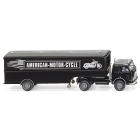 US Box Tractor-Trailer, ”American-Motor-Cycle”, Black - Wiking (H0)