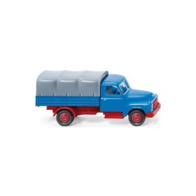 Hanomag L28, Covered flat bed, Blue - Wiking (H0)
