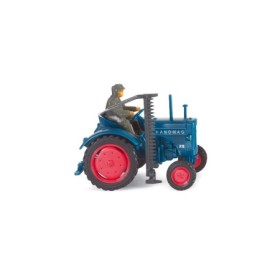 Hanomag R 16, Traktor med klippare och förare, Blå - Wiking (H0)