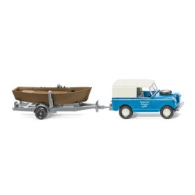 Land Rover with boat on trailer - Wiking (H0)