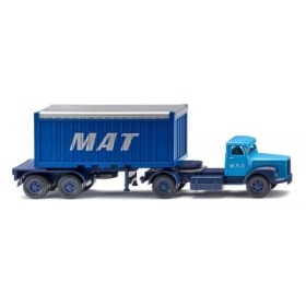 Scania L111, Containerbil, ”M.A.T.”, Blå - Wiking (H0)