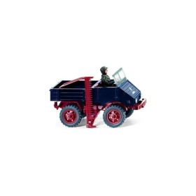 Unimog U 411 with cutter and driver, Blue - Wiking (H0)