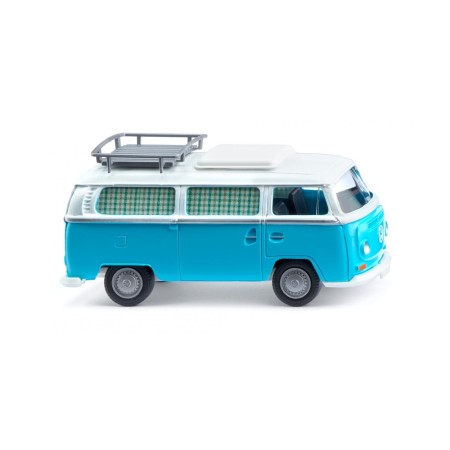 VW T2, Camping bus, Blue/White - Wiking (H0)