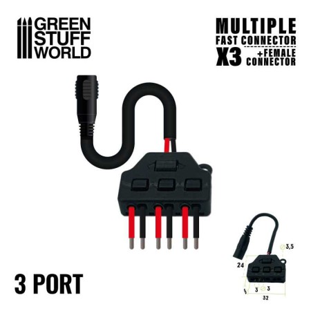 Multiple Fast connector (x3) + Jack female connector - GSW 11918