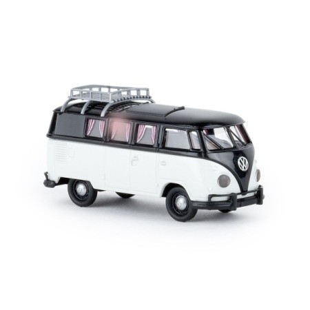 VW T1b, Camping bus with roof bars, Black/Grey, 1960