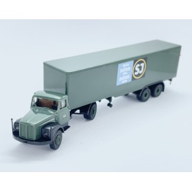 Scania L 110, grön med skåptrailer, Från Dörr till Dörr med SJ 1950, 60 & 70-tal