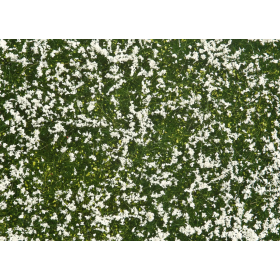 Gräsmaterial, vita blommor -Noch 07256