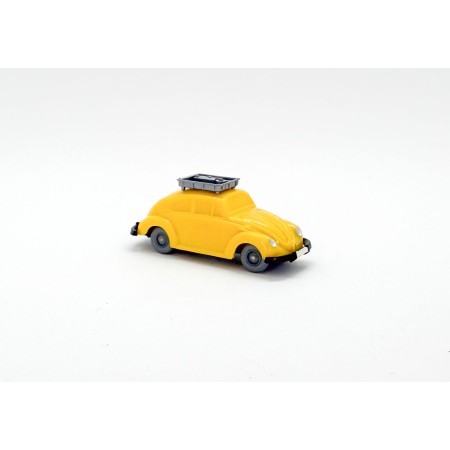 Wiking 114/2C - Yellow VW Beetle with roof rack - Retro H0