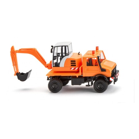 Unimog with digger, Orange - Wiking (H0)